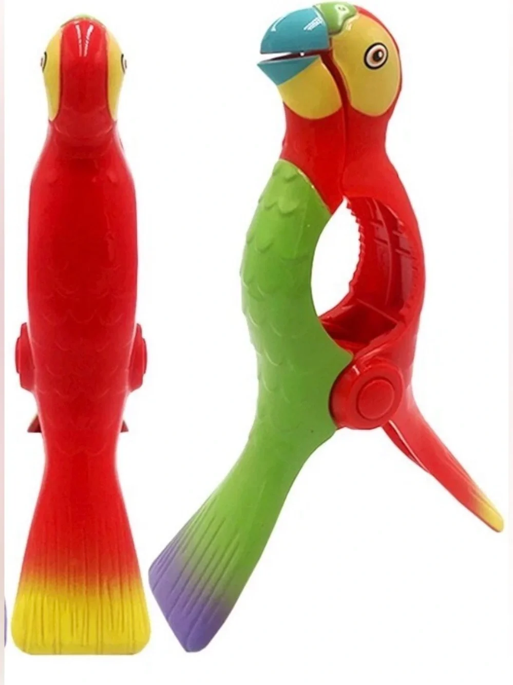 O2COOL Boca Plastic Beach Towel Clips Multi-Color Parrot (2 Clips)